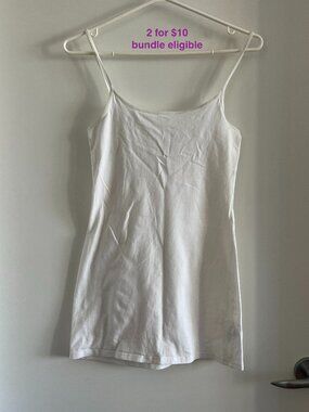 H&M Divided Long Cami Top Spaghetti Strap in White